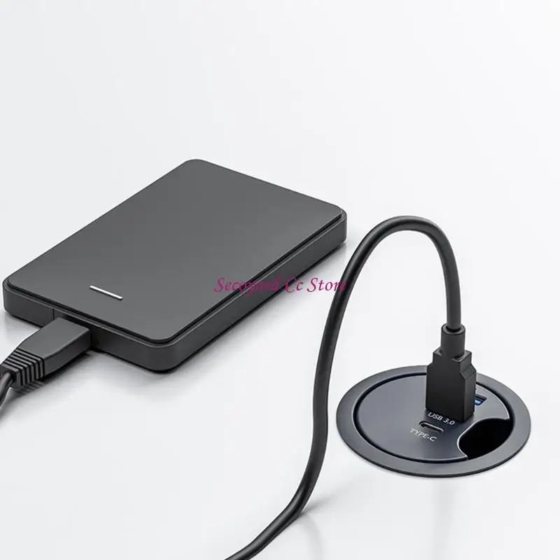 N3UC Space Saving Desk Mounted USB Adapter Includes 2 USB3.0 Ports and 1 Type C Port