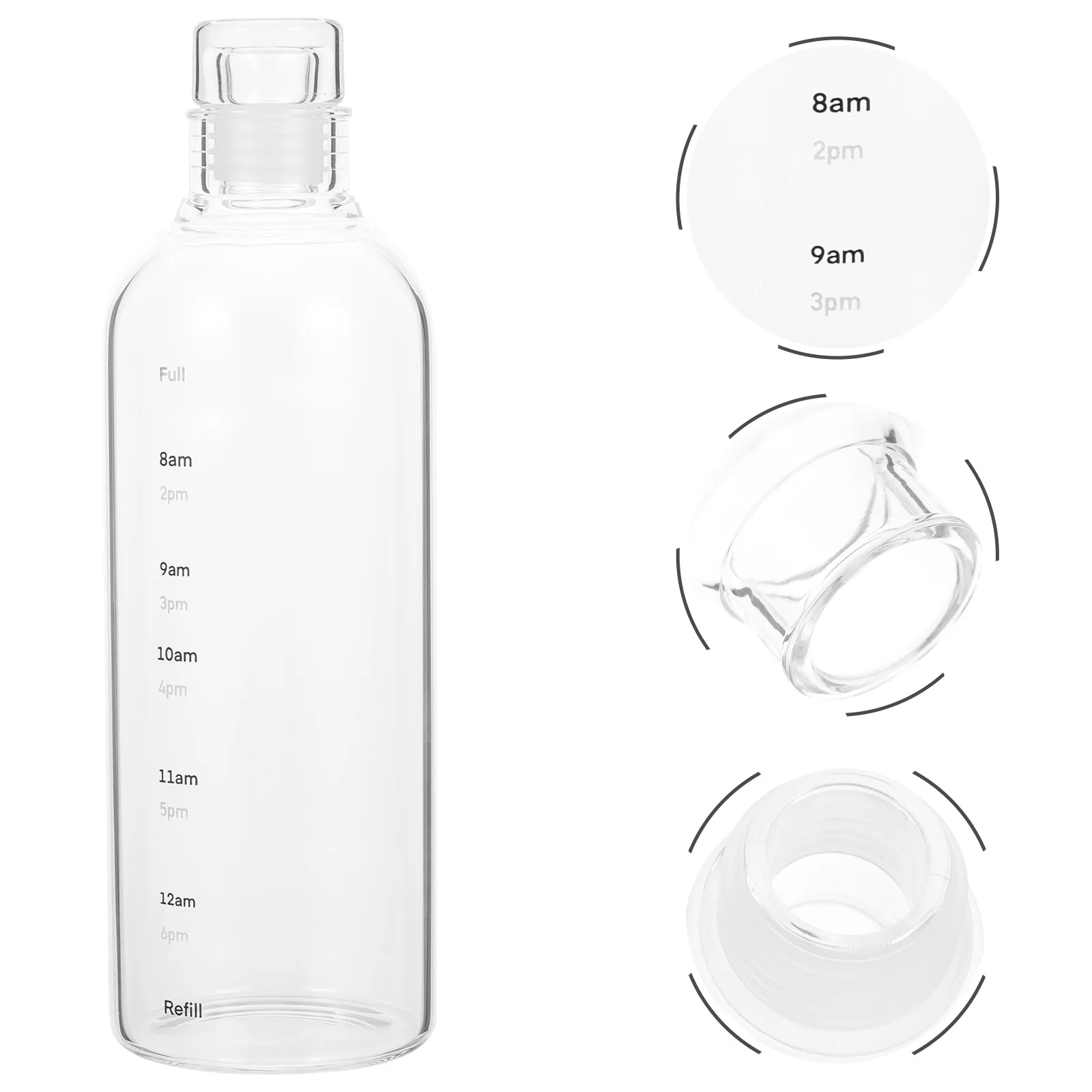 

Large Capacity Glass Water Bottle Clear Time Scale Design Leak Proof Portable for Daily Hydration Fitness Travel Office Use