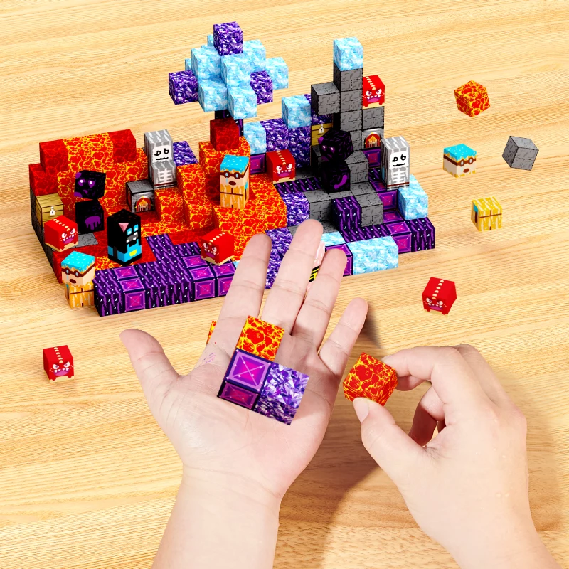 Conjunto de blocos de construção magnéticos com tema vulcânico - 100pcs/200pcs brinquedo educativo para crianças kit de construção criativa