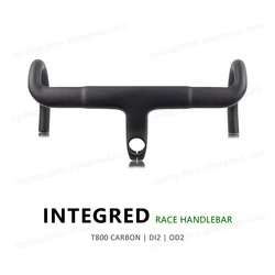 T800 Black Matte Full Carbon Integrated Handlebar OD2 Carbon Road Handlebar With Stem Internal Routing Racing Bike Handlebars