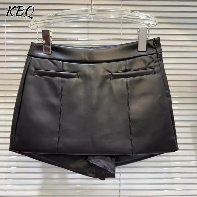 

KBQ Temperament Solid Spliced Pocket Slimming Shorts For Women High Waist Patchwork Zipper Sexy Short Pants Female Fashion New