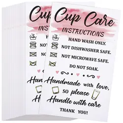 50 Pieces Tumbler Cup Cards,Cup Care Instructions Cards, Tumbler Care Cards, Cup of Care Mug Insert for Business