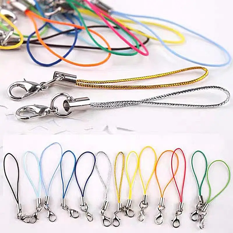 100pcs Lobster Clasp Rope Mobile phone Lanyard Strap Cords Bell Keychain Hooks Keyring Making Supplies Bag Pendant Accessories