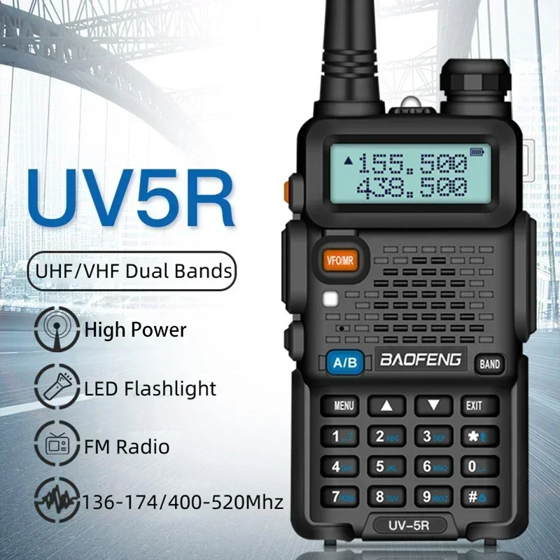 Baofeng UV-5R 5W 8W Walkie Talkie Dual Band VHF UHF 136-174/400-520Mhz Type-C Two Way Radios 3800mah 128CH FM Portable Ham Radio