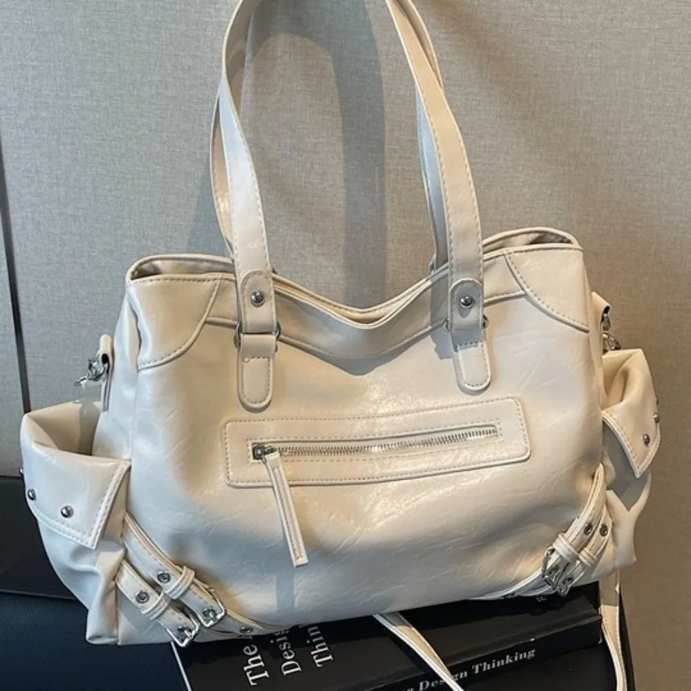 

Large Capacity Studded Women Bag Tote Soft PU Leather Shoulder Bag NEW Top Handle Rivet Handbags Designer Bags for Women Shopper