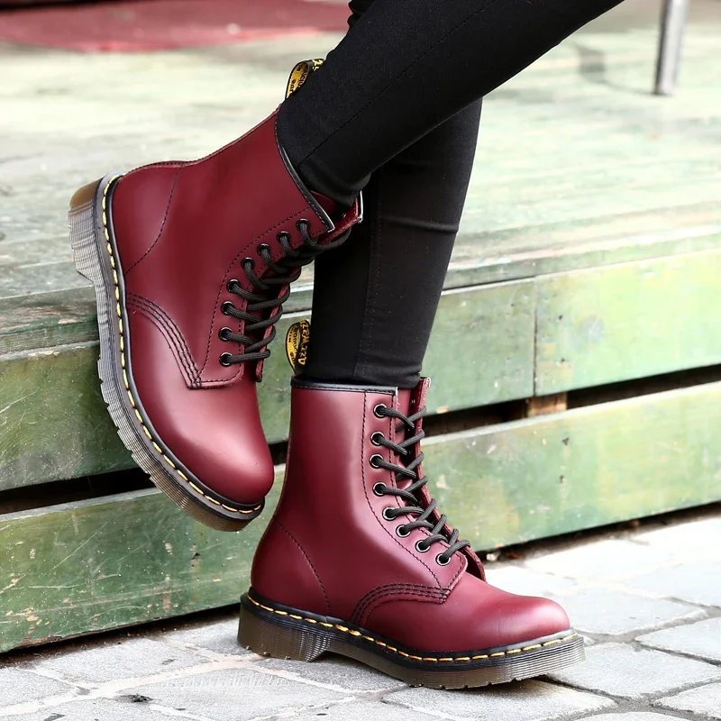 Fashion Middle Boots for Women Outdoor Anti Slip Boot Zipper Waterproof Leather Boots 2024 New Women‘s Winter Boots Botas Mujer