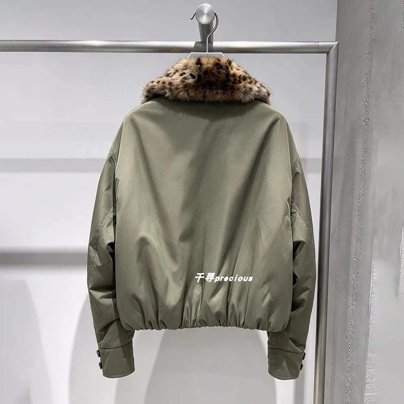 Women's Short Padded Coat Faux Fur Collar Double Breasted Zip Up Cotton Jacket Winter Long Sleeved Thick Warm Outerwear