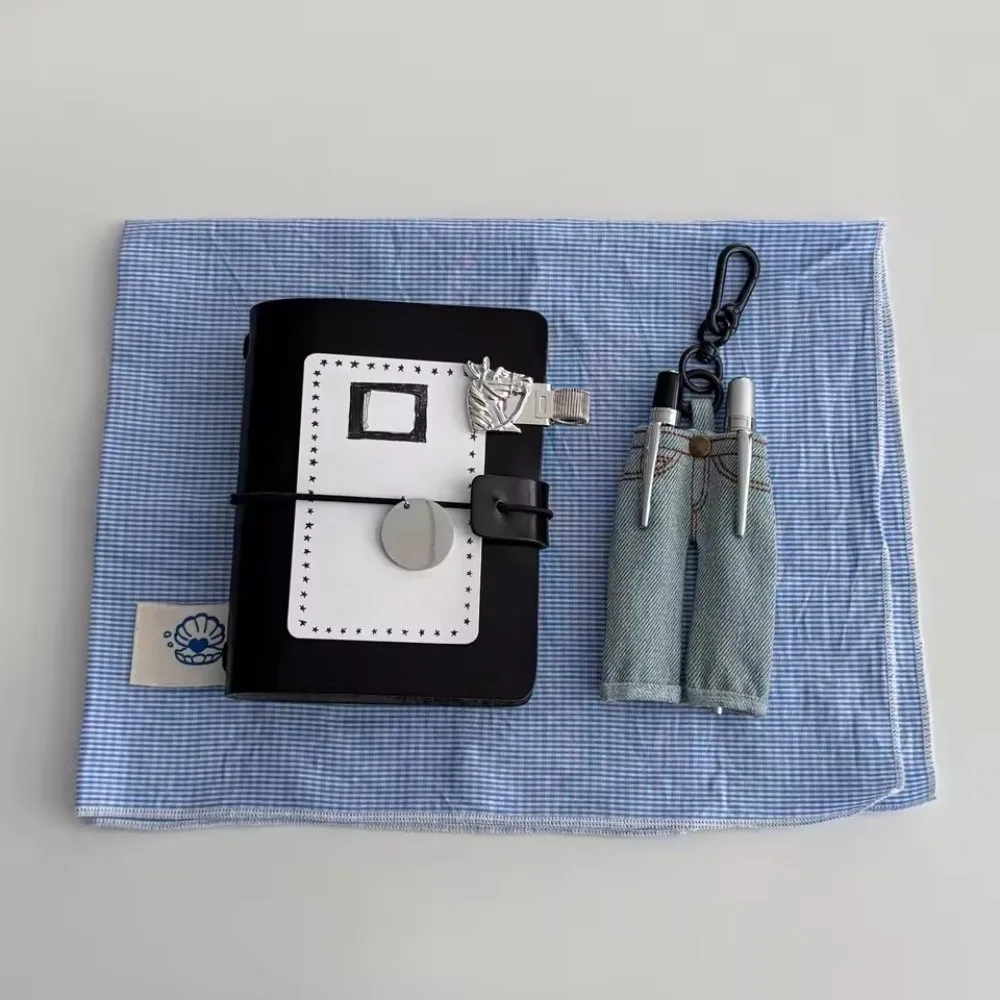 Portable Denim Jeans Pen Bag with Keychain Retro Trousers for Pens Creative Mini Pen Holder Pendant Student