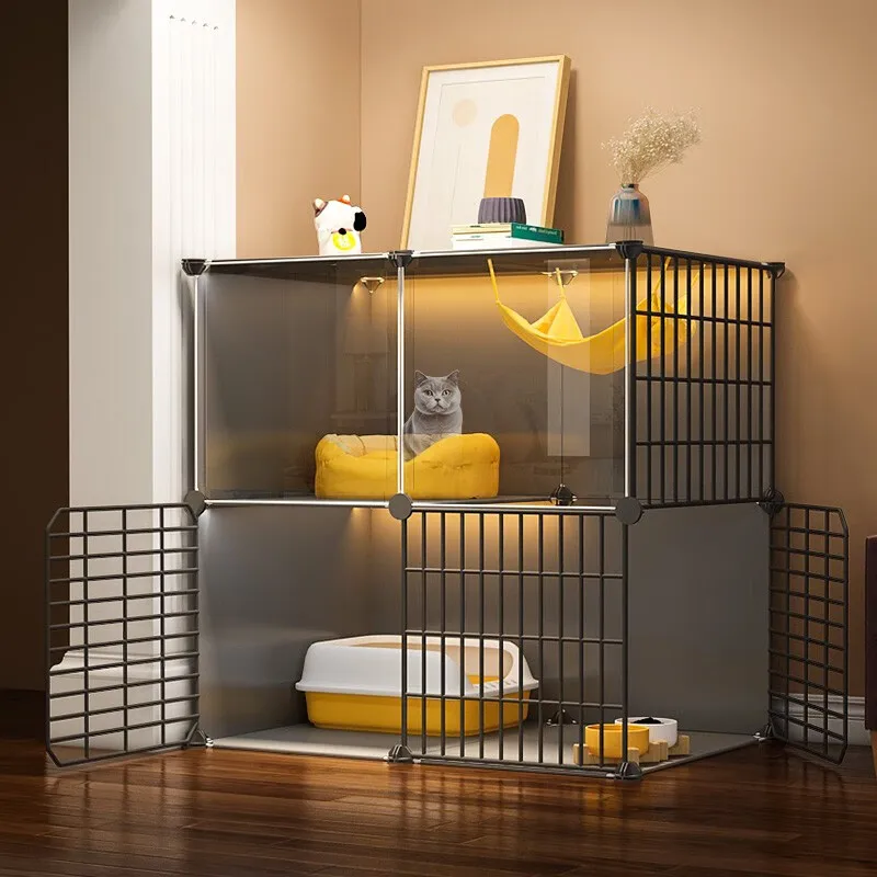 Cage Home Oversized with Toilet Area Indoor Cattery House Space-Saving Pet Cage