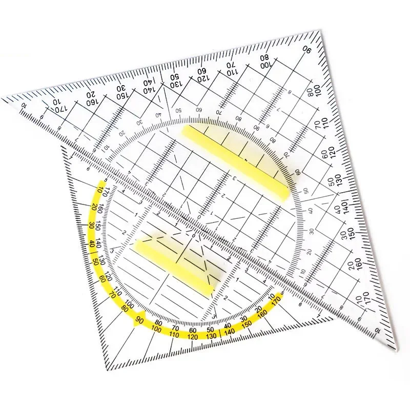 1PCS Transparent Multifunctional Triangular Ruler for Primary with Angle Coordinate Ruler Triangular Transparent Rule