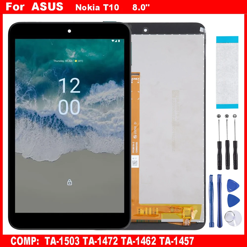 

AAA For Nokia T10 TA-1503 TA-1472 TA-1462 TA-1457 8.0" LCD Display Touch Screen Digitizer Glass Assembly Repair