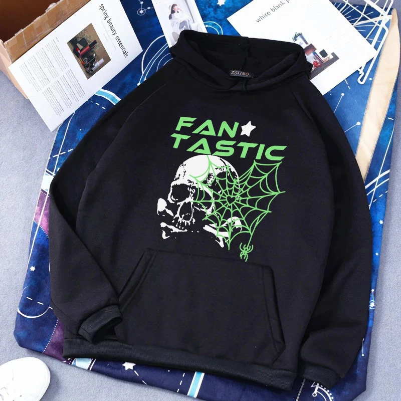 

Fashion Gothic Hooded Pullover Y2K Retro Creative Skull Pattern Printed Hoodie Hip Hop Street Casual Sweatshirt Women's clothing