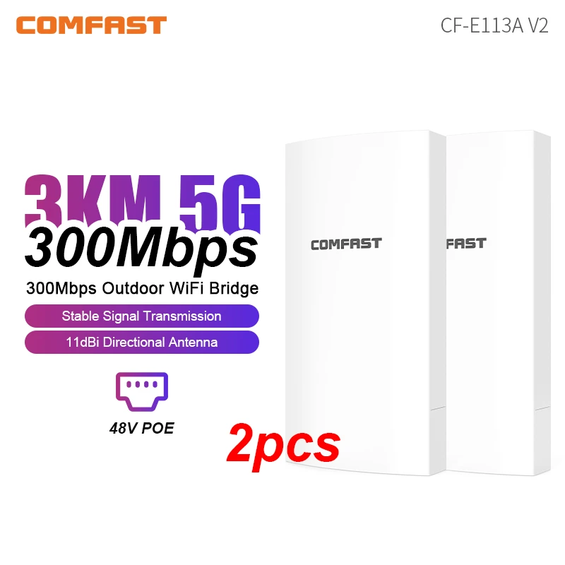 COMFAST 3KM Wireless Bridge Outdoor CPE/Wifi Extender Access Point/Router/5.8GHz 300Mbps WIFI Antenna Street Bridge Nanostation