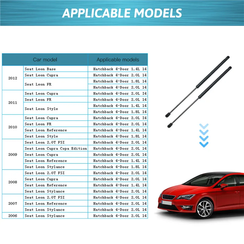 2Pcs Car Rear Trunk Gas Spring Lift Supports Struts Boot Hydraulic Rod For Seat Leon MK2 2005-2012 Car Accessories