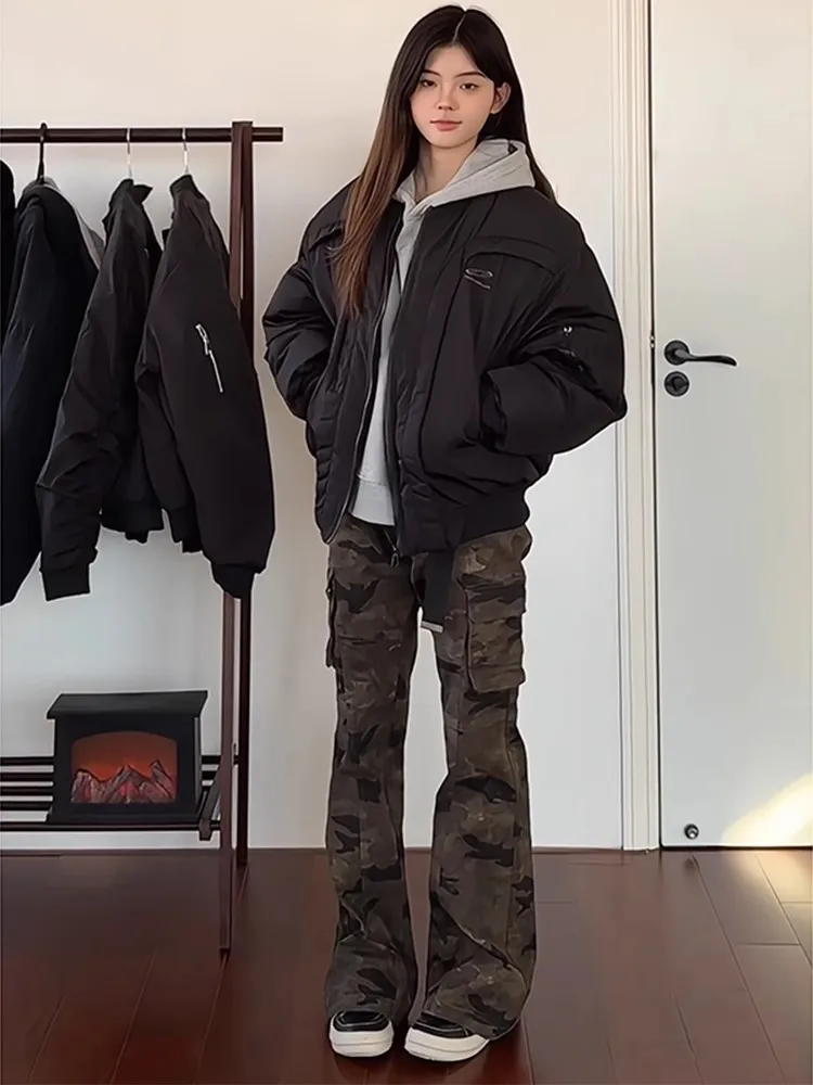 

Американские камуфляжные рабочие брюки для мужчин, весенне-осенние, с множеством карманов, CleanFit, расклешенные, ретро, прямые, длинные брюки