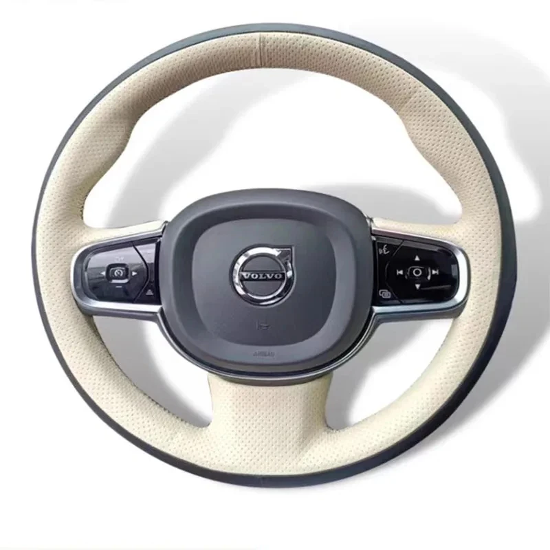 For Volvo XC60 XC90 XC40 V90 S90 S60 Hand Stitched Non-slip Genuine Leather Interior Accessories Custom Car Steering Wheel Cover