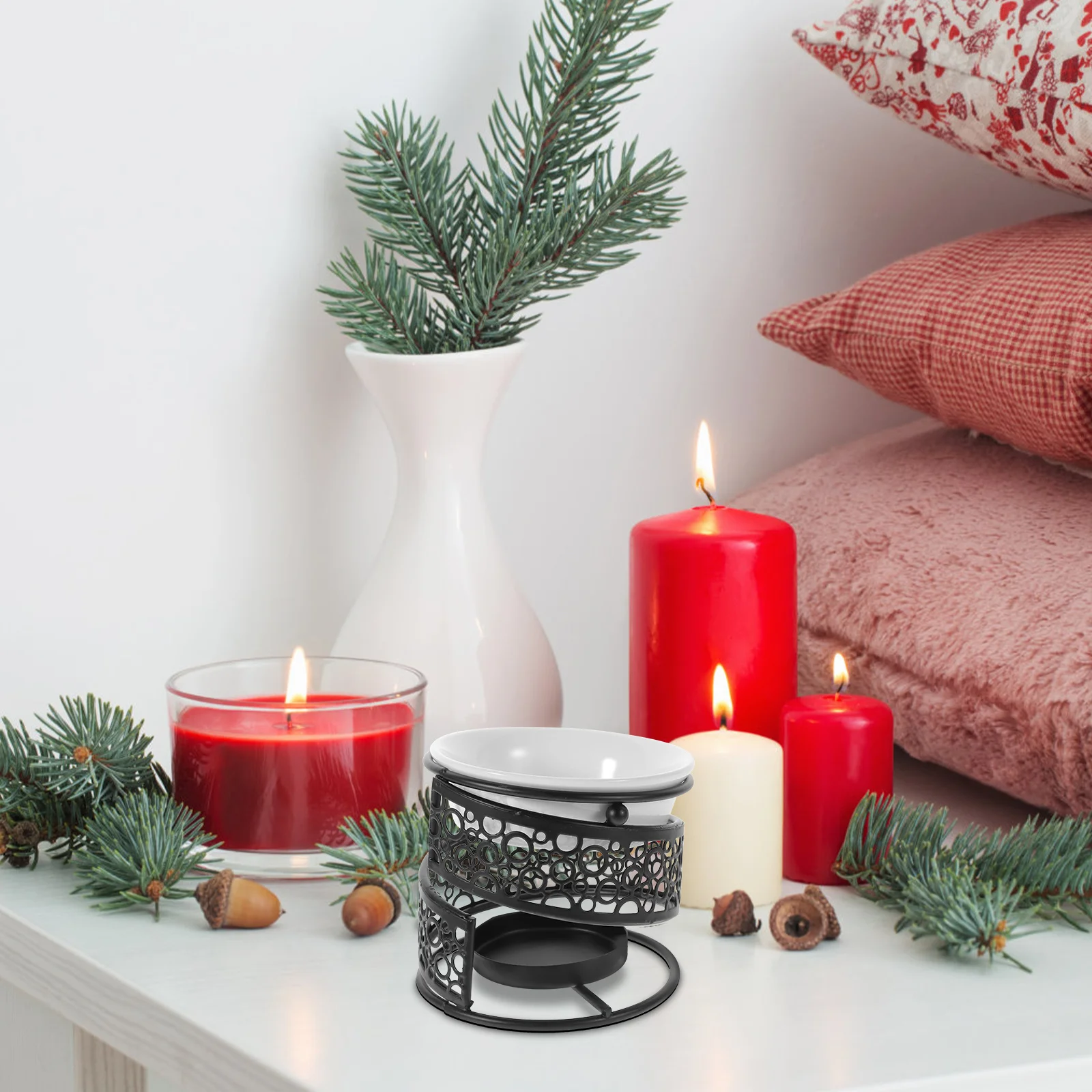 

1Set Golden Plume Ceramic Aromatherapy Lamp Essential Oil Burner Tealight Holder Romantic Atmosphere Decor