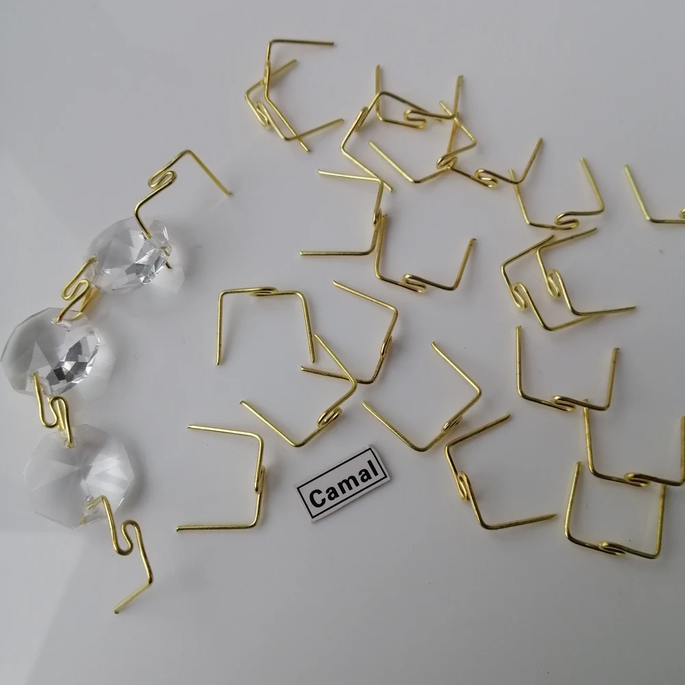 Camal 120PCS Gold 14mm Verdreht M Geformt Pin Stecker Haken Für Kristall Prismen Bead Kronleuchter Anhänger Lampe Beleuchtung hängen Teil