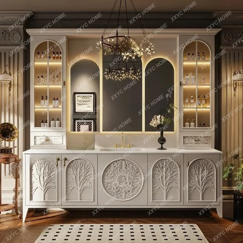 

retro floor-to-ceiling bathroom cabinet combination washbasin cabinet bathroom cabinet