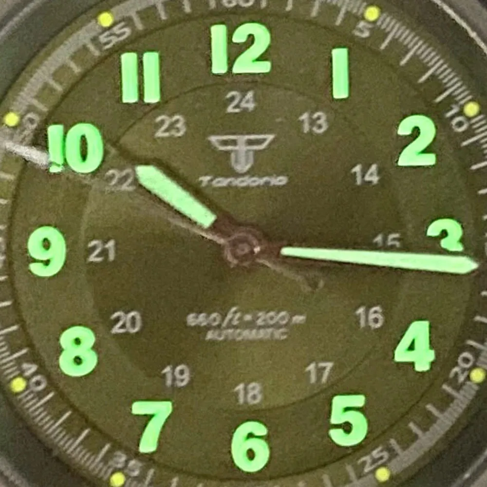 Tandorio الطيار 39 مللي متر الصلبة Cusn8 البرونزية ساعة NH35 PT5000 200 متر مقاوم للماء مضيئة الغوص التلقائي ساعة رجالي الياقوت الزجاج #6