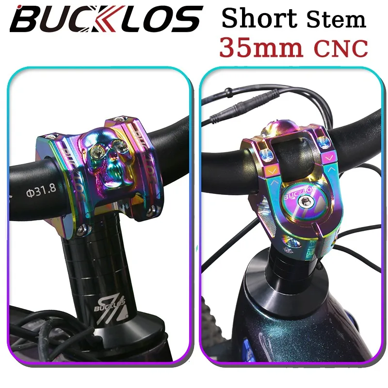 

BUCKLOS Bike Stem 35mm Short CNC Mtb Power Aluminum High-strength Bicycle Stem Ultralight Durable Road Racing Skull Bike Part