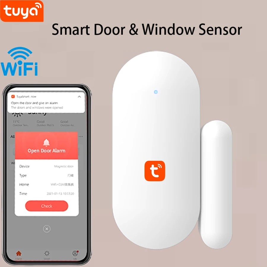 Tuya WiFi 창문 센서 무선 도어 감지기 알람 스마트 라이프 APP 원격 제어 Alexa Google 홈 스마트 홈과 함께 작동