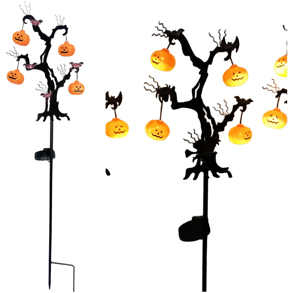 Solar Halloween Bat Tree Light Outdoor Iron LED Garden Decor Waterproof IP55 Warm White LED Landscape Lighting