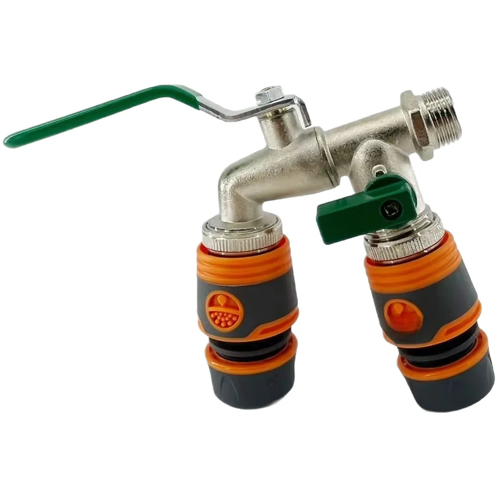 1/2 Inch Garden Hose For splitter with Dual Flow Adjustment Quick Connect Faucet Adapter Zinc Alloy for Outdoor Irrigation Needs