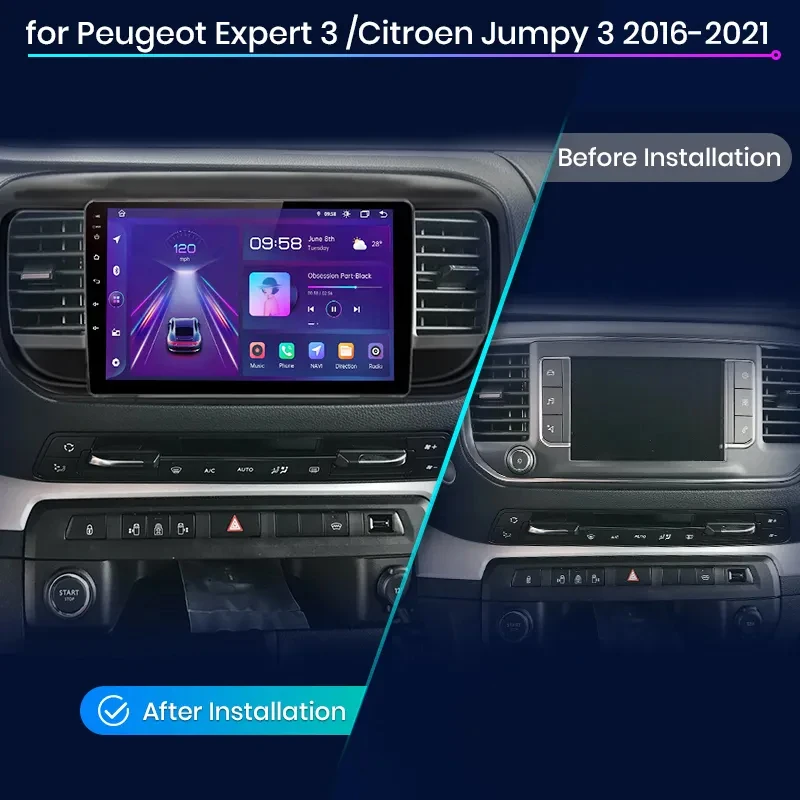 Junsun Car Radio For Peugeot Expert 3 Citroen Jumpy 3 SpaceTourer 2016 - 2021 wireless CarPlay Android Auto No 2 din 2din DVD