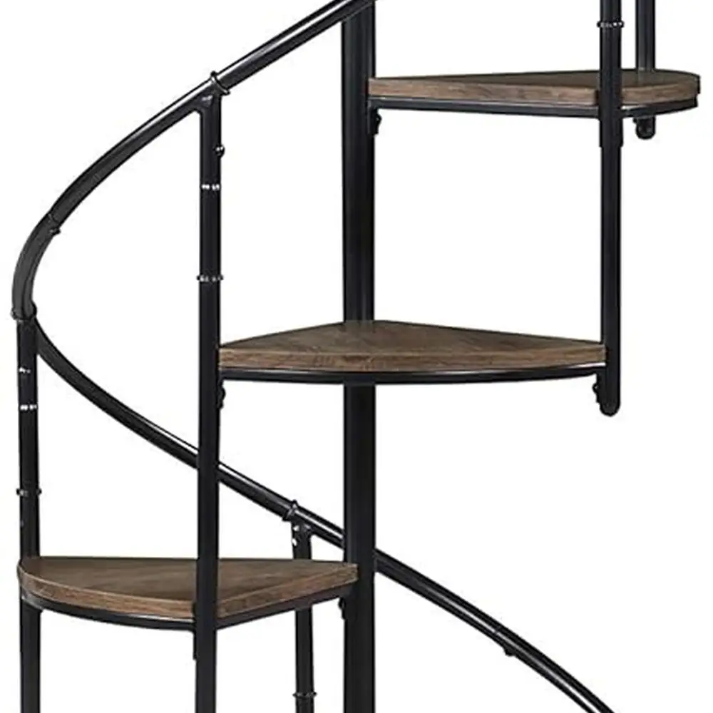

Книжная полка Roseglen из металла и дерева, 8 полок, спиральная лестница, треугольные полки и спиральная полка для лестницы — домашний офис и Livi