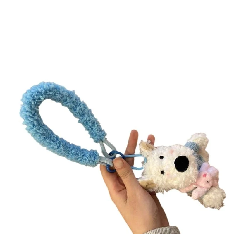 31BB Cartoon Dog Pendant Keychain Fashionable Soft Animal Keyring Plush Chain Bag Accessory for Everyday Use