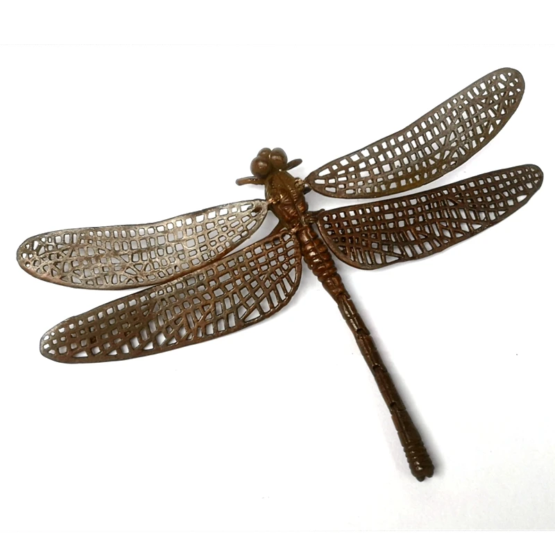 YIZHU CULTUER ART Size 11.8 × 9 cm Chinese Bronze Hand-made Mobile Lovely Dragonfly Statue Decoration Gift