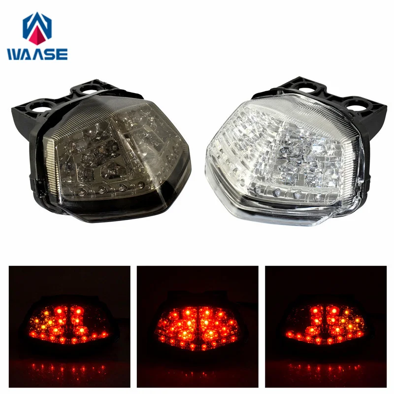 waase For Kawasaki Ninja 250R 250 EX250 EX250R 2008 2009 2010 2011 2012 Rear Tail Light Brake Turn Signals Integrated LED Light