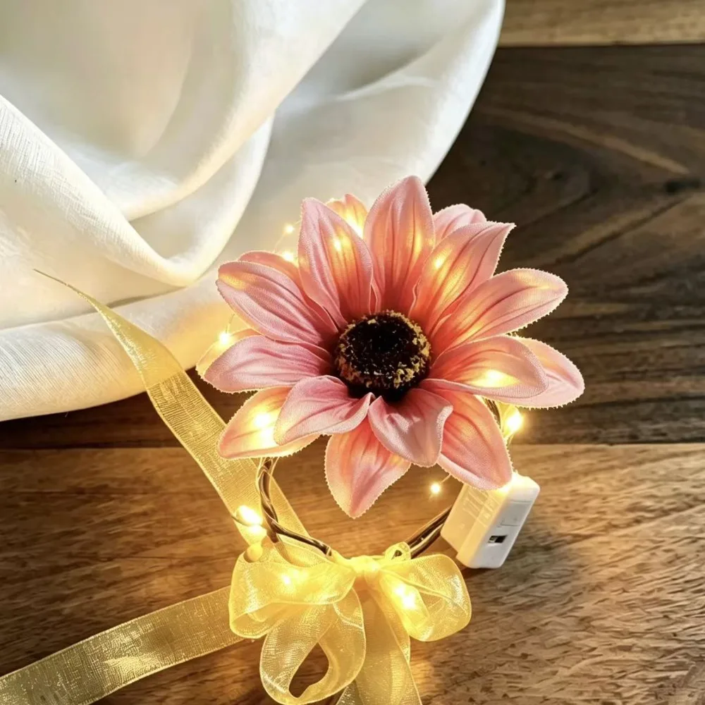 2pcs Bright Sunflower Styled Glowing Sunflower Wristband Soft Glowing Light Comfortable Wear Stage Performance Wristband