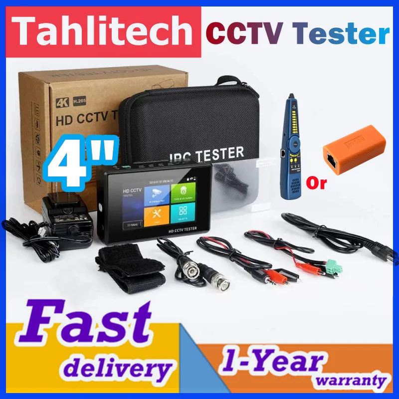 

Tahlitech 4-дюймовый тестер видеонаблюдения с сенсорным экраном на запястье для тестирования IP-камеры H.265 IPC POE тестер камеры видеонаблюдения VGA HDMI Tracer