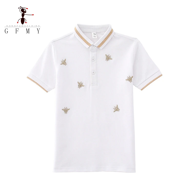 GFMY Kids Clothes Boys Polo Shirt Embroidery Short Sleeve T-shirt Turn-down Collar 4T-16T Summer Thin Cotton Children\'s Tops