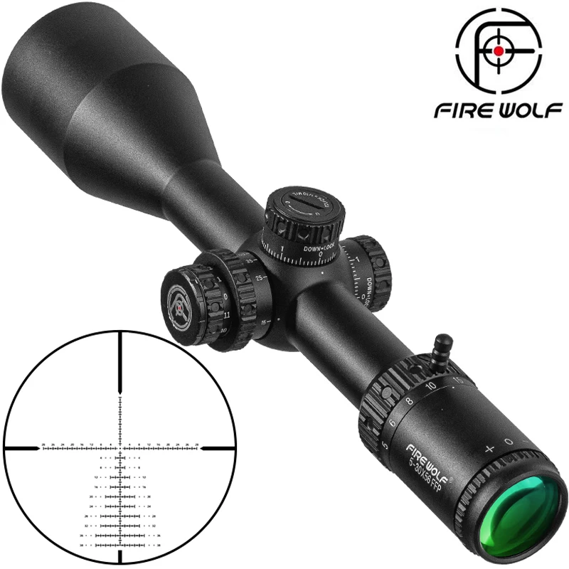 FIRE WOLF 5-30X56 FFP First Focal Plane Scope Tactical Riflescope With Illumination For Long Range Shooting Hunting Fit .338