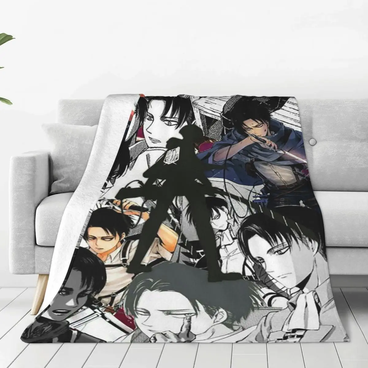 

Attack On Titan Levi Blanket Coral Fleece Plush Printed Anime Multi-function Super Soft Throw Blanket for Sofa Travel Bedspread