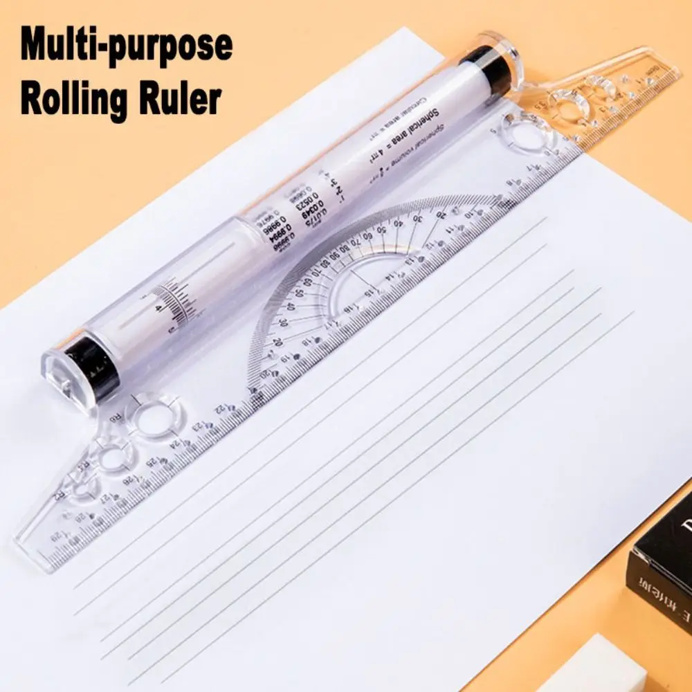 High Quality Plastic Parallel Roller Ruler Transparent 15/30CM Drawing Measuring Tool Math Drawing Ruler Students