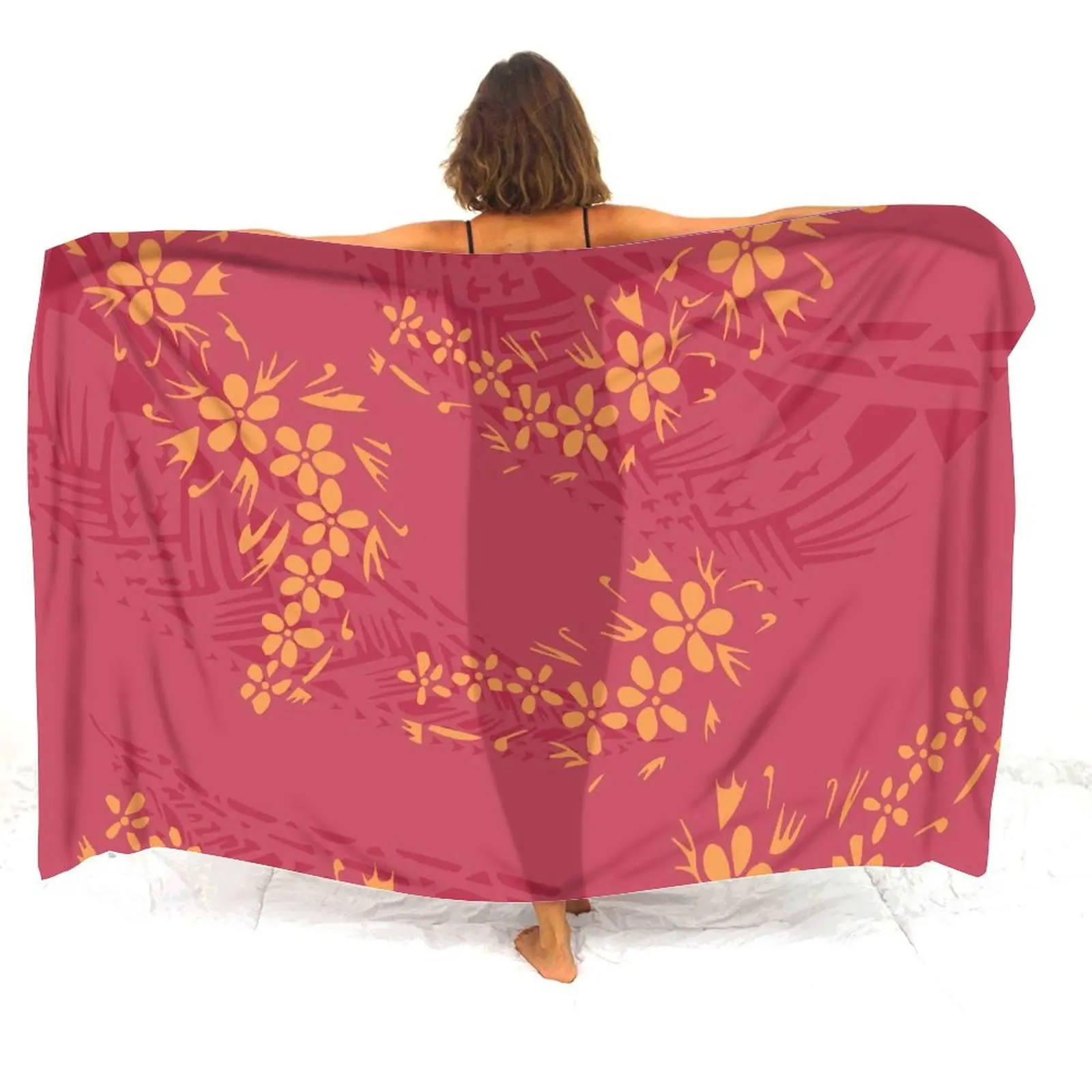 Estilo polinésio impresso verão feminino sarong praia sarong capa à prova de vento saia sarong personalizável