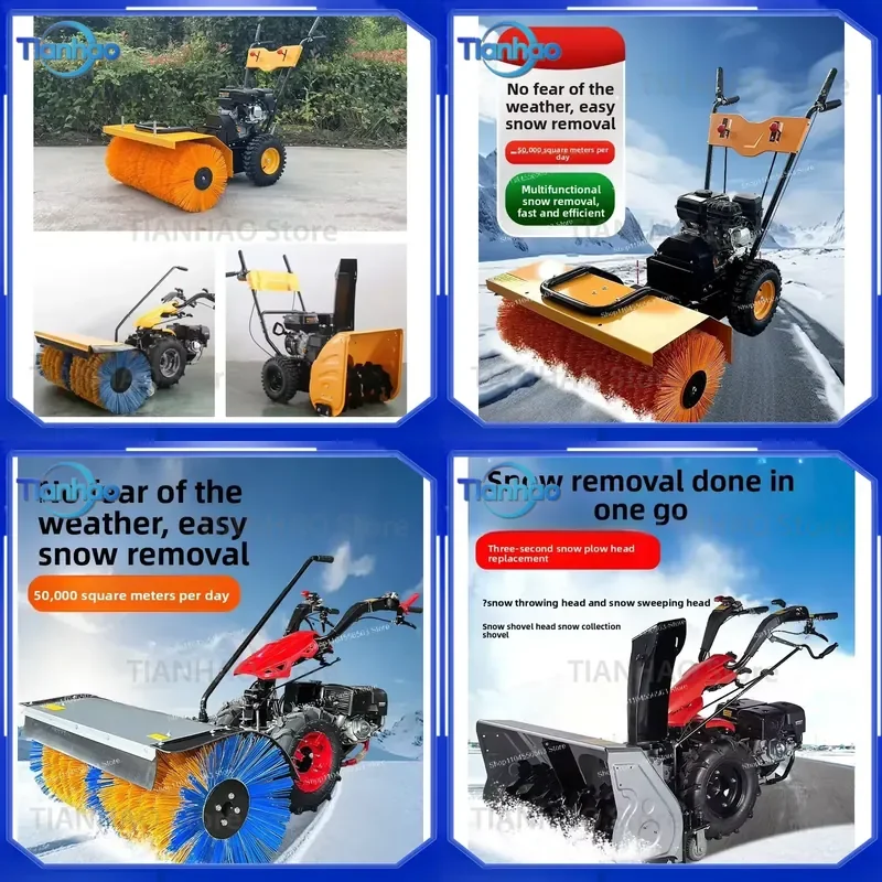 for Snow Blower Walk Behind Compact Manual Push Design for Home Driveway Property Road Snow Removal Tool Garden Equipment