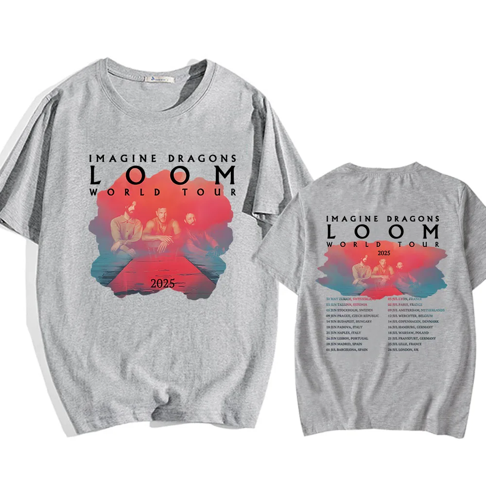 Stel je voor dat Dragons Loom Tour 2025 T-shirt korte mouw katoen heren/vrouwen t-shirts hoge kwaliteit zachte unisex streetwear hiphop mode