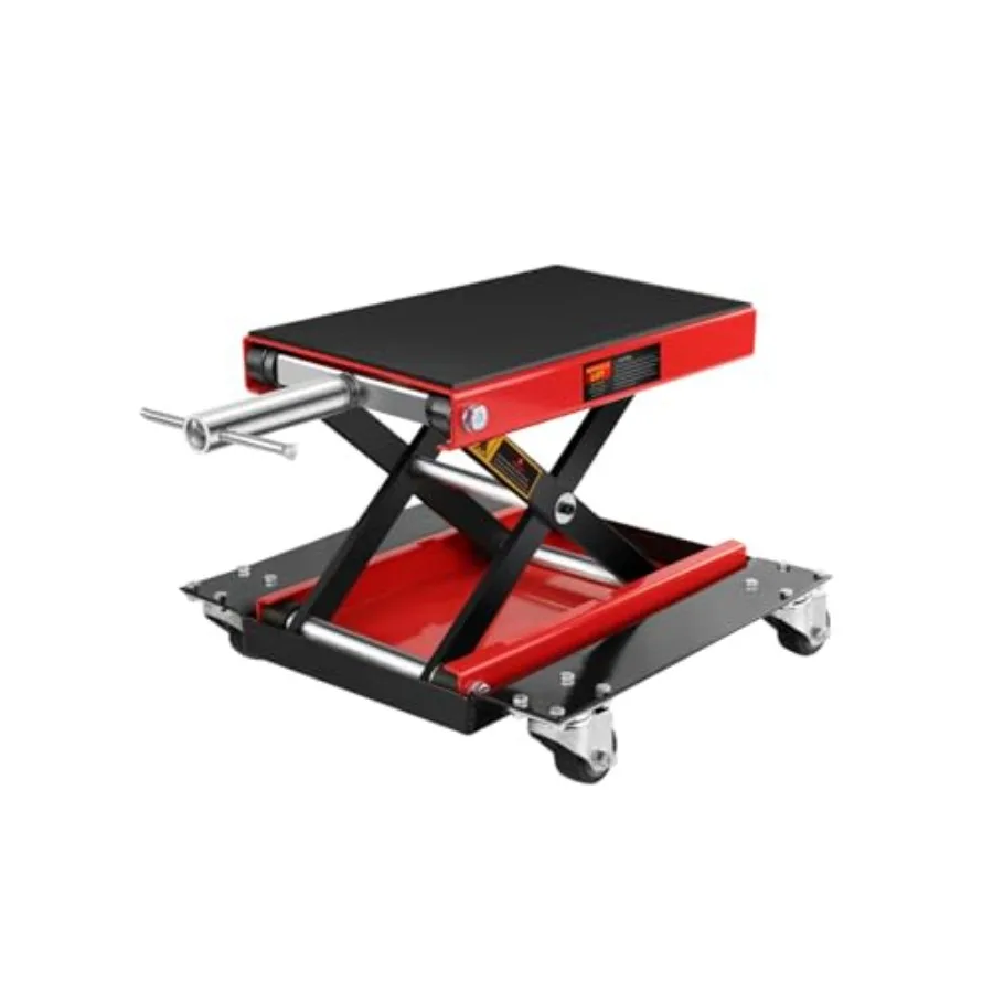 

1100LBS Motorcycle Lift Scissor Jack with Dolly Wheels Hand Crank Heavy Duty Adjustable Bike Lift Stand with Foldable Non-Slip