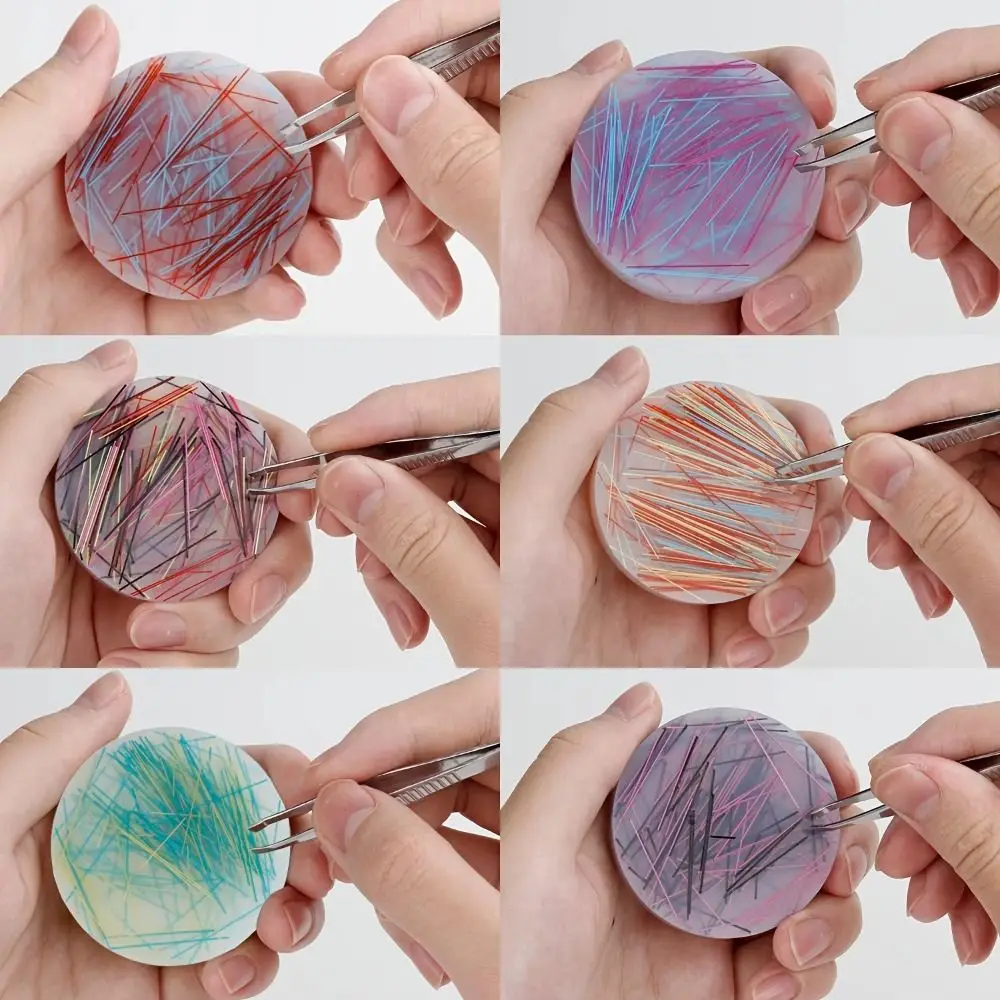 Creative With Tweezers Skin Picking Fidget Round Colorful Silicone Picking Pad Hair Pulling 6cm Sensory Picking Pad Kids Toy