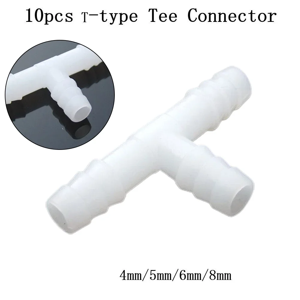 Tee Connector T-Hose Fittings Reducer Joint T-type Tee White 4-8mm Adapter Air Pump Aquarium Hose Connector Plastic Fittings