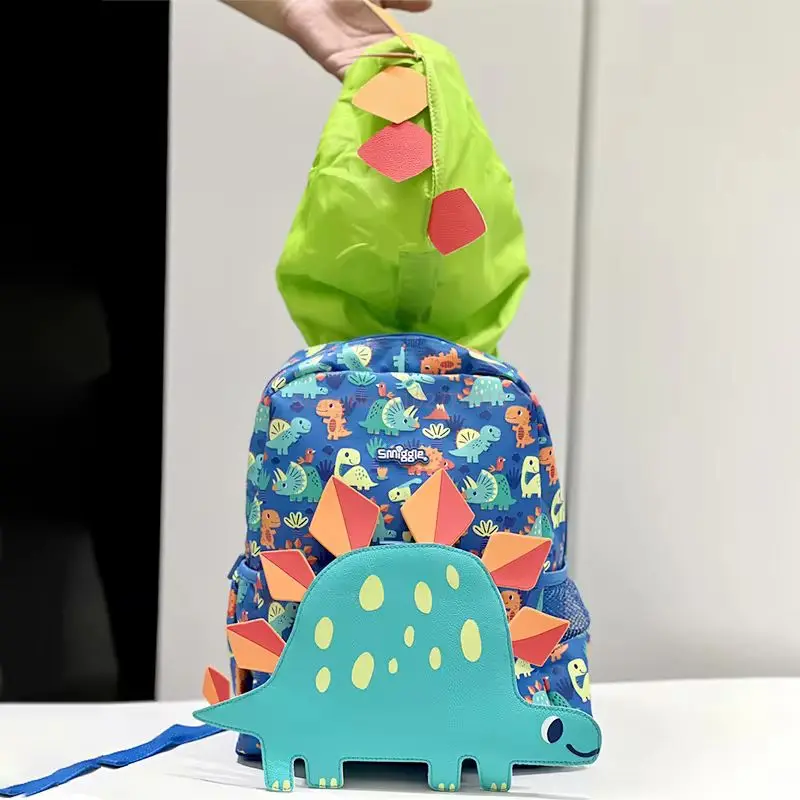 Genuine Australian Smiggle Blue Dinosaur Backpack Medium Hat Backpack Children\'S Backpack Suitcase Juice Cup Straw Cup