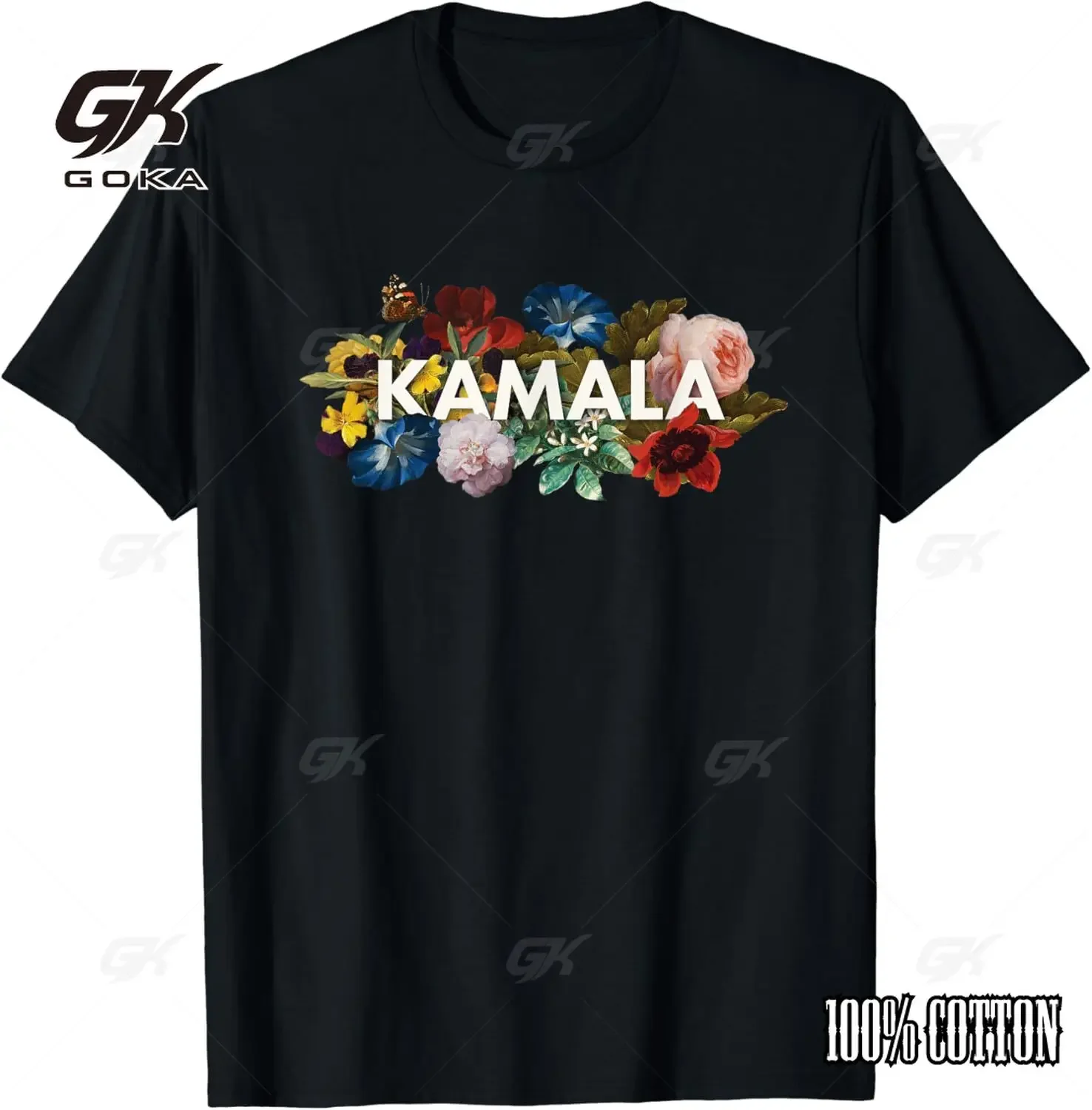 

Kamala Harris Vintage Floral Feminine First Female President Women's T-shirts Fashion Y2k Tops Tshirt Haikyuu Graphic Tees