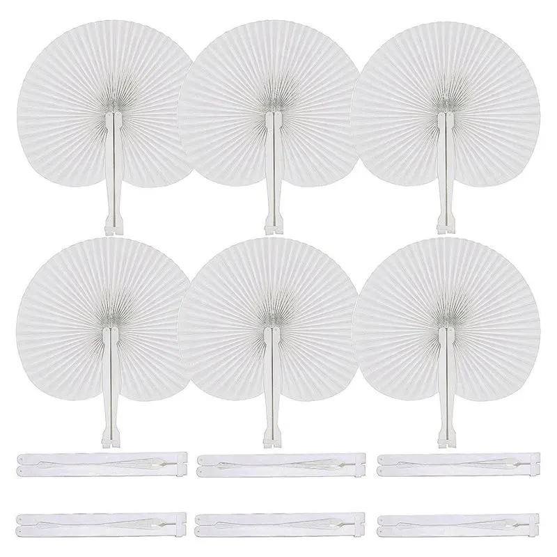 YANA50I 12PCS Faldable Handheld Fans Paper Fans For Women, Wedding For Bridal Guest Church Party Favors DIY Hand