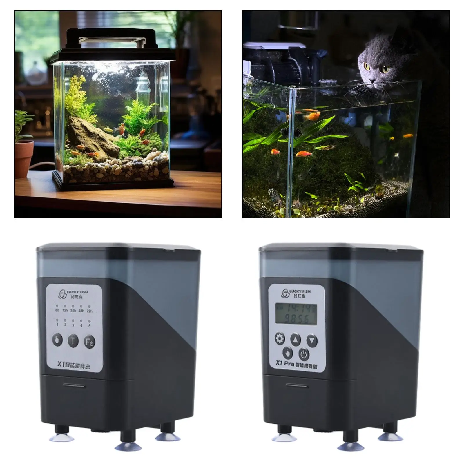 Automatic Fish Feeder Waterproof Suction Cup Install 450ml 5 Level Amount Adjustable Portable Timer Feeding Automatic Dispenser