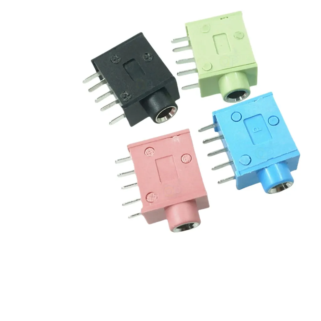 

4Pcs Multicolor 3.5mm Headphone Jack PJ-325 5Pin Stereo Audio Female Socket Speaker PCB Mount Connector PJ325 Earphone Adapter